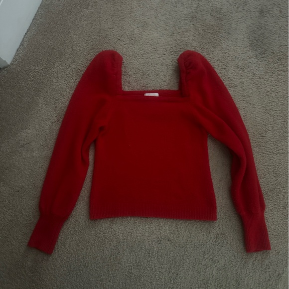 H&M Sweaters - H&M Red Knit Sweater with Balloon Sleeves – Soft & Cozy